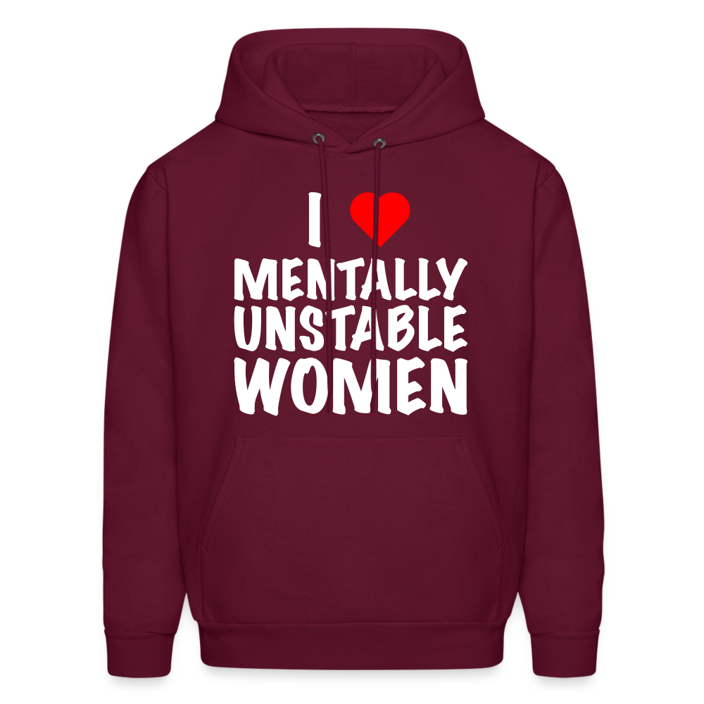 I Heart Mentally Unstable Women Hoodie - burgundy