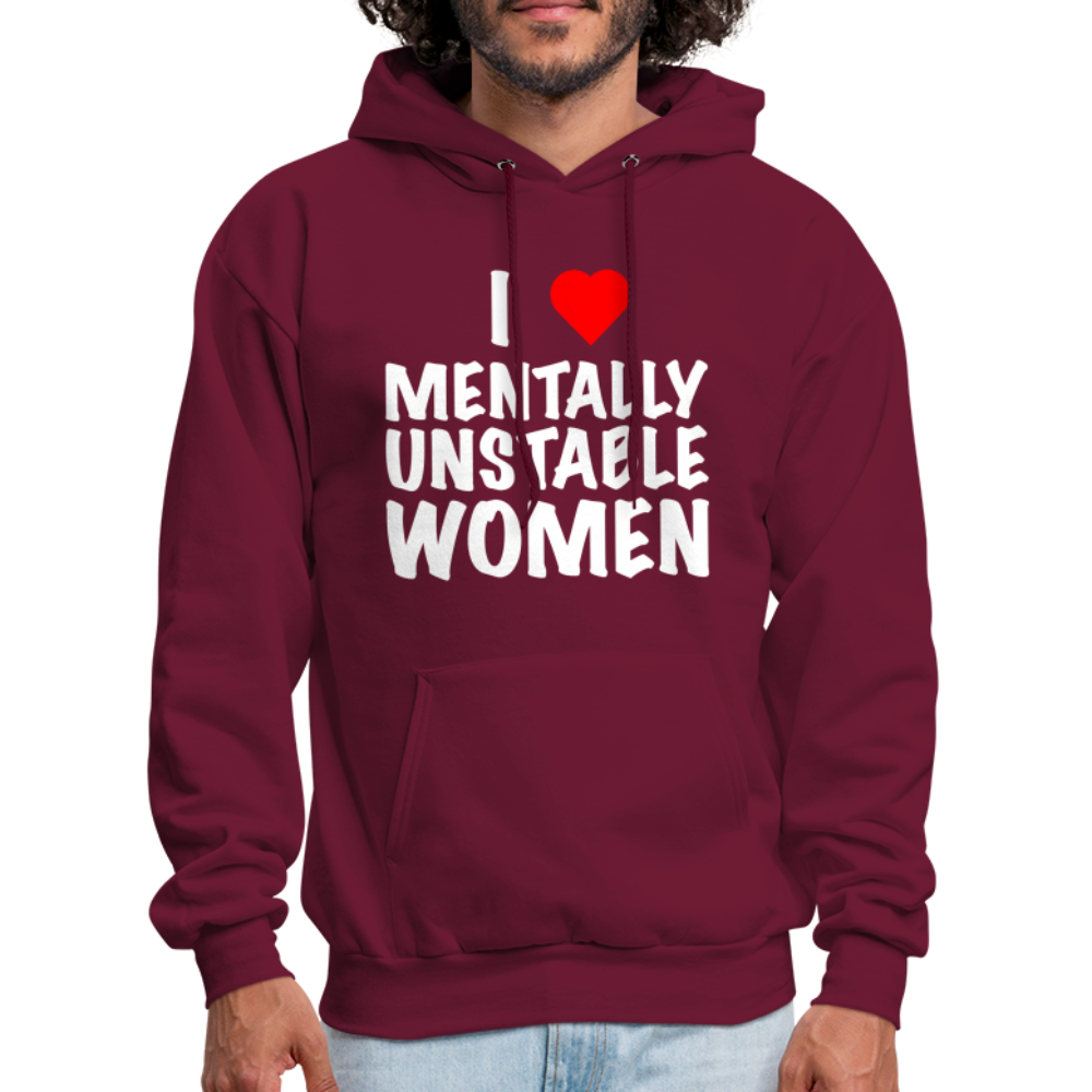 I Heart Mentally Unstable Women Hoodie - burgundy