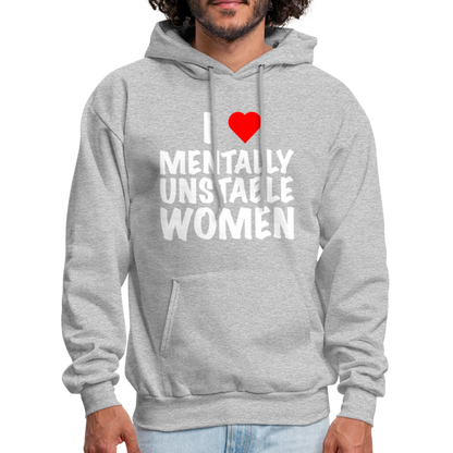 I Heart Mentally Unstable Women Hoodie - heather gray