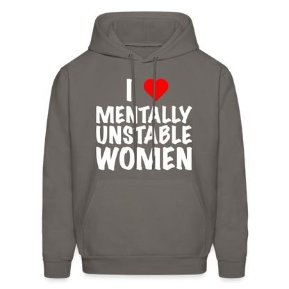 I Heart Mentally Unstable Women Hoodie - asphalt gray