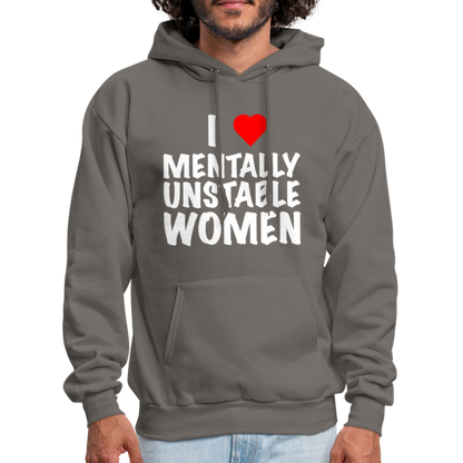 I Heart Mentally Unstable Women Hoodie - asphalt gray