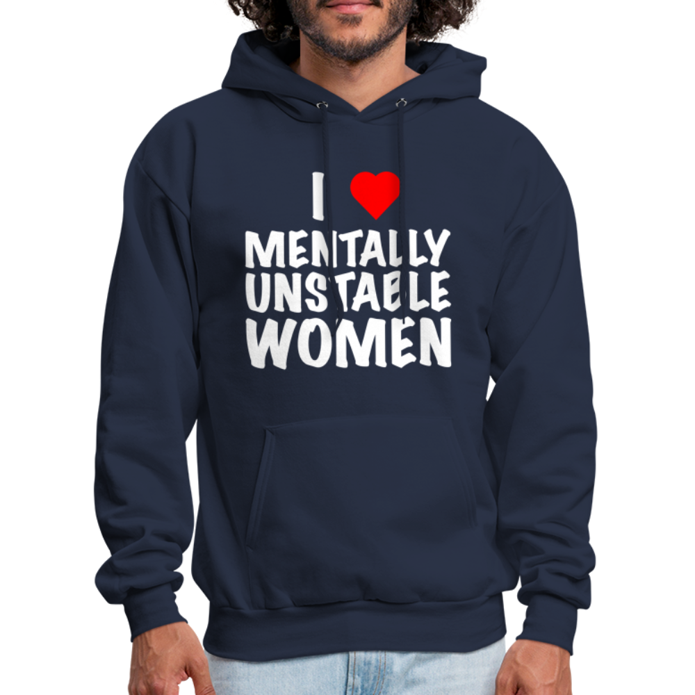 I Heart Mentally Unstable Women Hoodie - navy