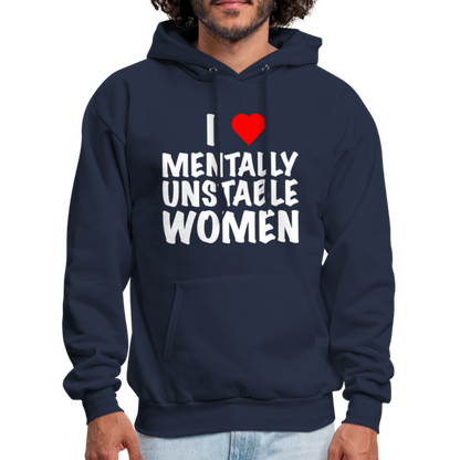 I Heart Mentally Unstable Women Hoodie - navy