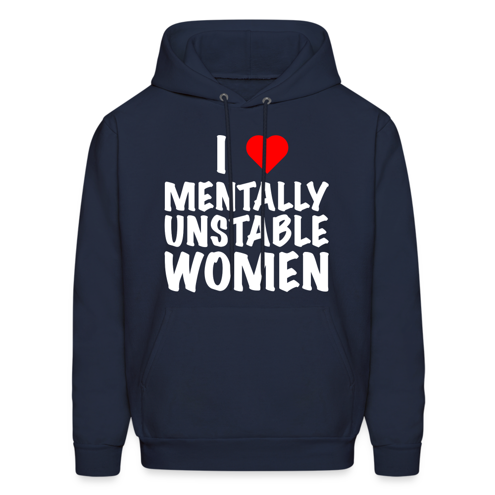 I Heart Mentally Unstable Women Hoodie - navy