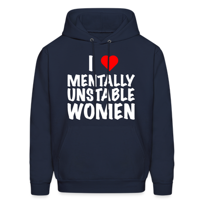 I Heart Mentally Unstable Women Hoodie - navy