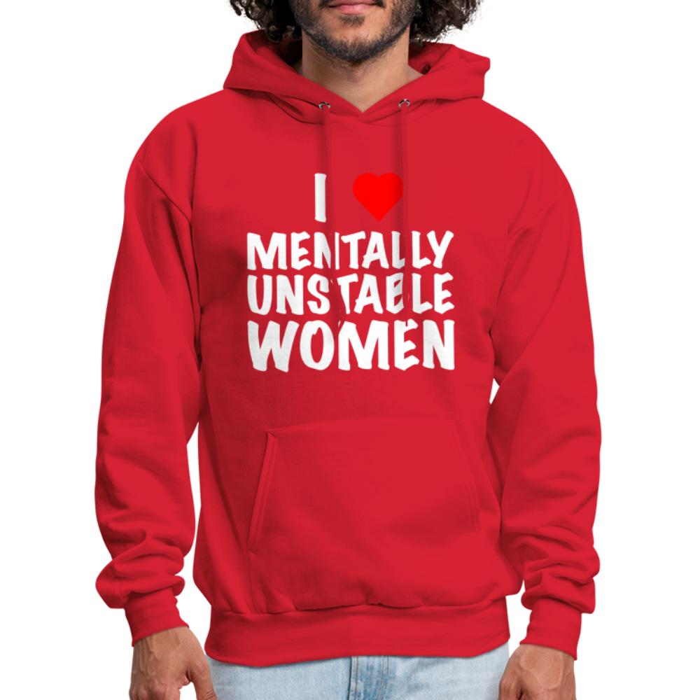 I Heart Mentally Unstable Women Hoodie - red