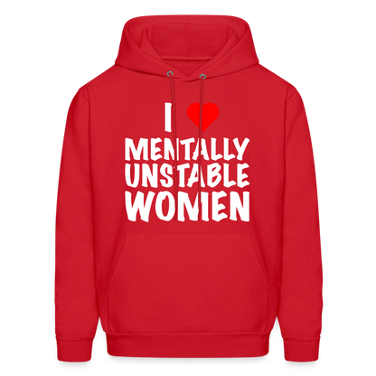 I Heart Mentally Unstable Women Hoodie - red