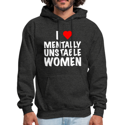 I Heart Mentally Unstable Women Hoodie - charcoal grey