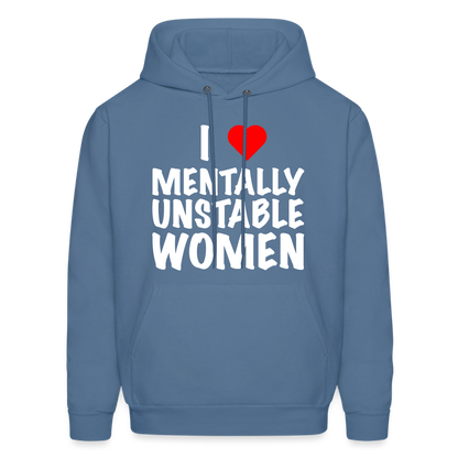 I Heart Mentally Unstable Women Hoodie - denim blue