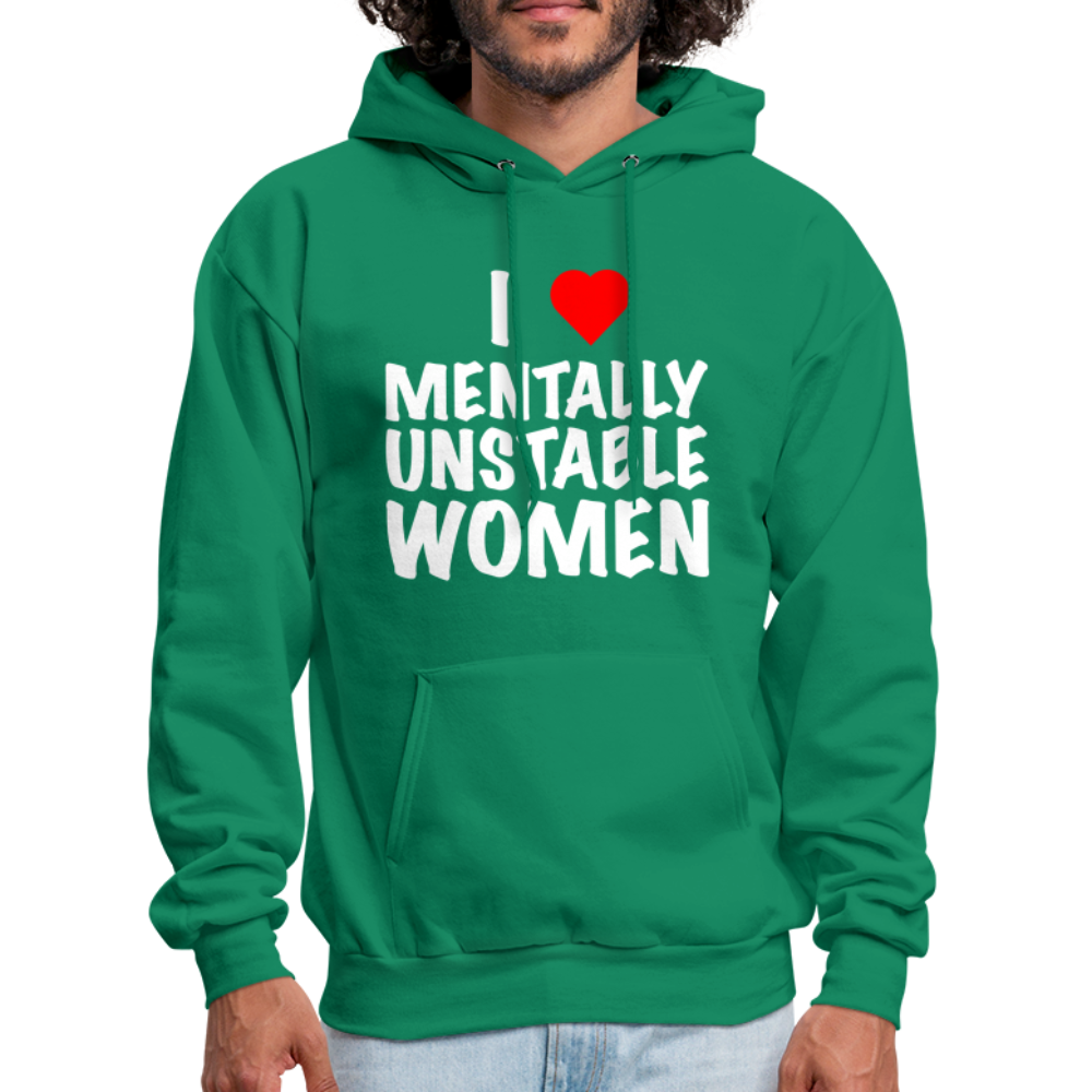 I Heart Mentally Unstable Women Hoodie - kelly green