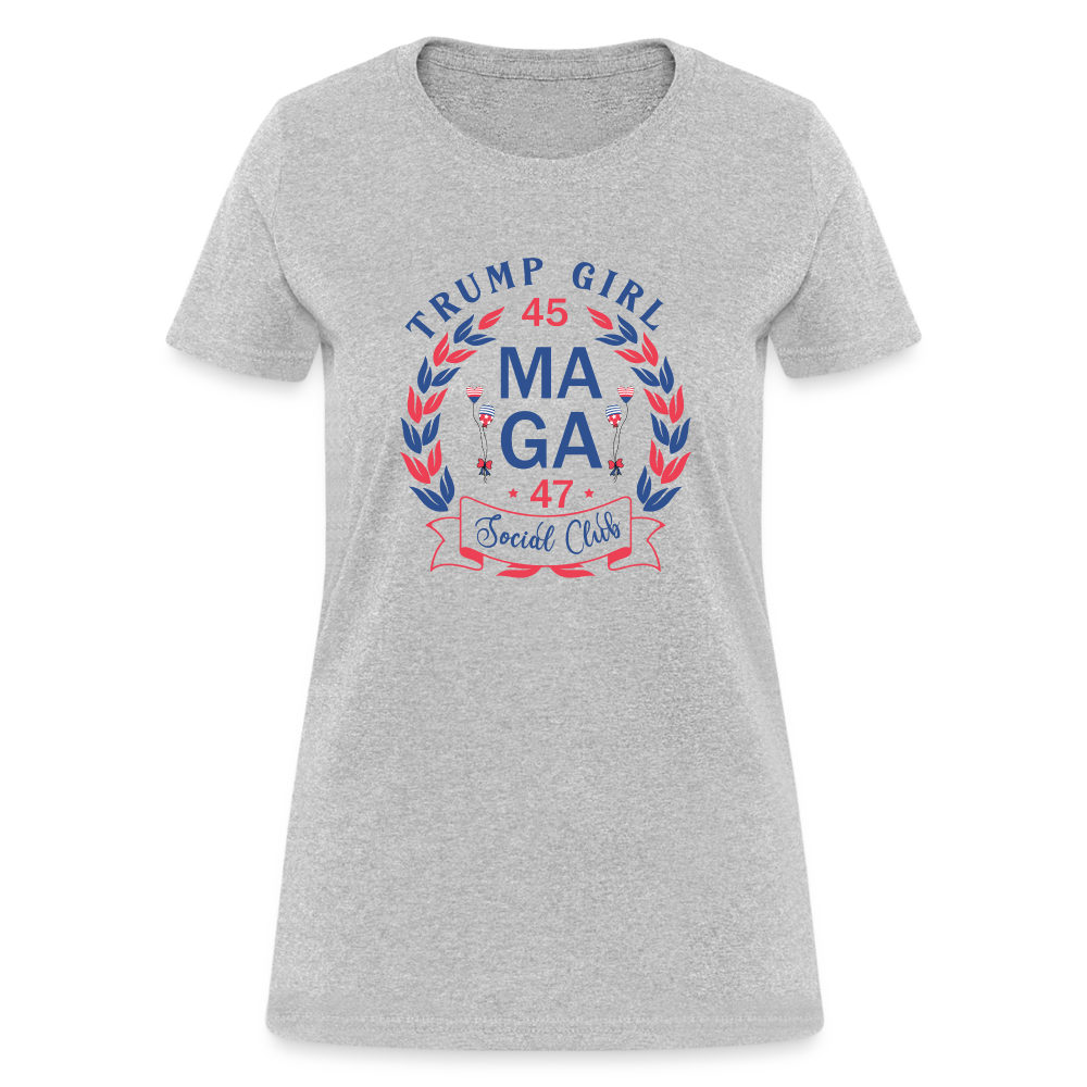 Trump Girl Social Club Women's Contoured T-Shirt (MAGA) - Color: heather gray