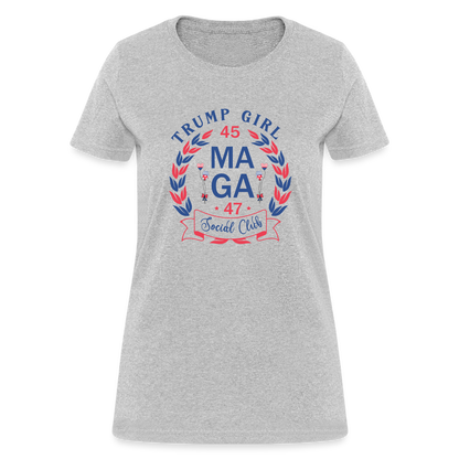 Trump Girl Social Club Women's Contoured T-Shirt (MAGA) - Color: heather gray