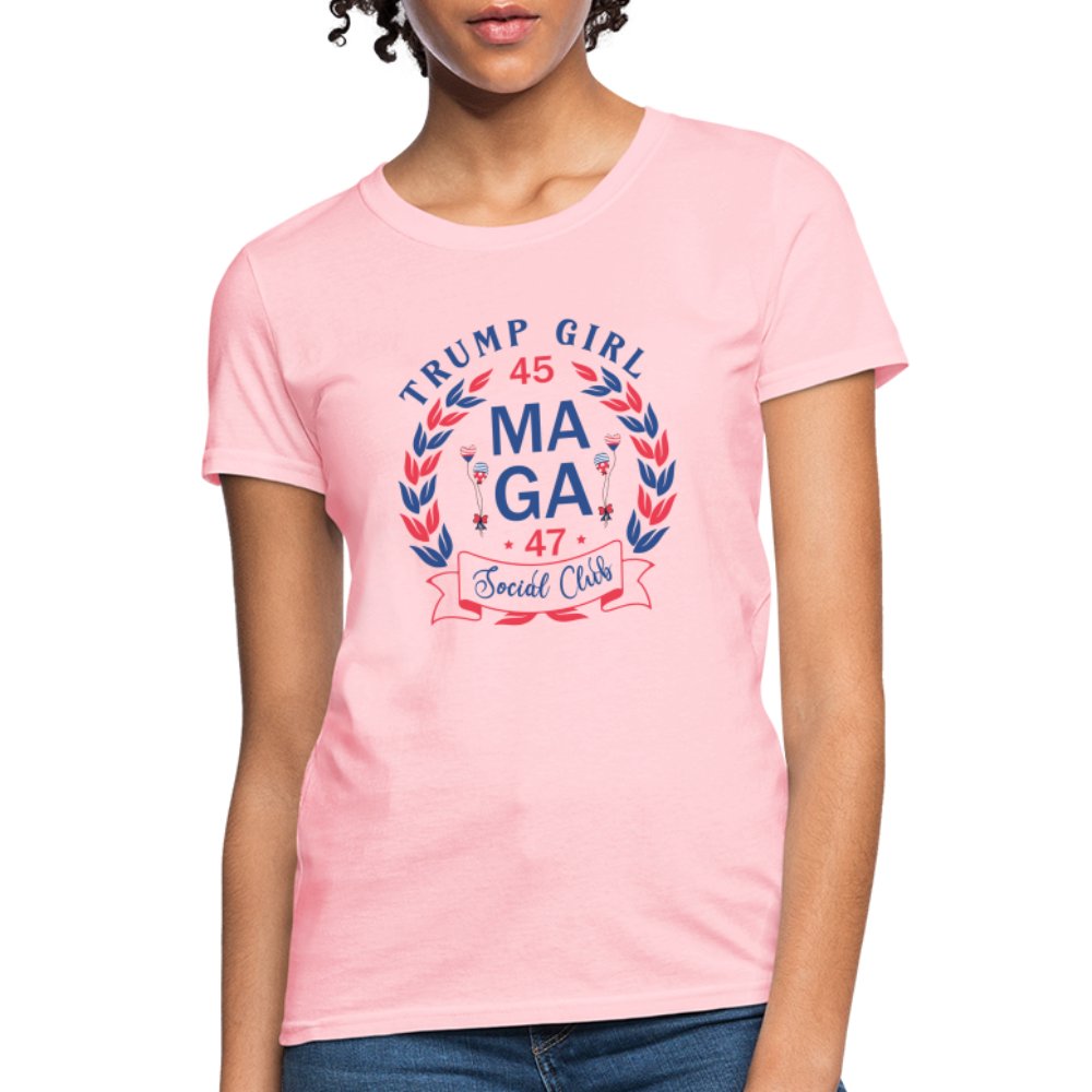 Trump Girl Social Club Women's Contoured T-Shirt (MAGA) - Color: pink