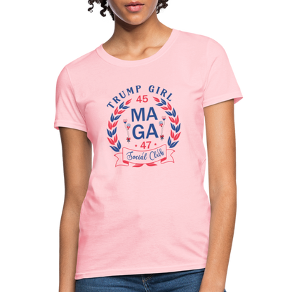 Trump Girl Social Club Women's Contoured T-Shirt (MAGA) - Color: pink