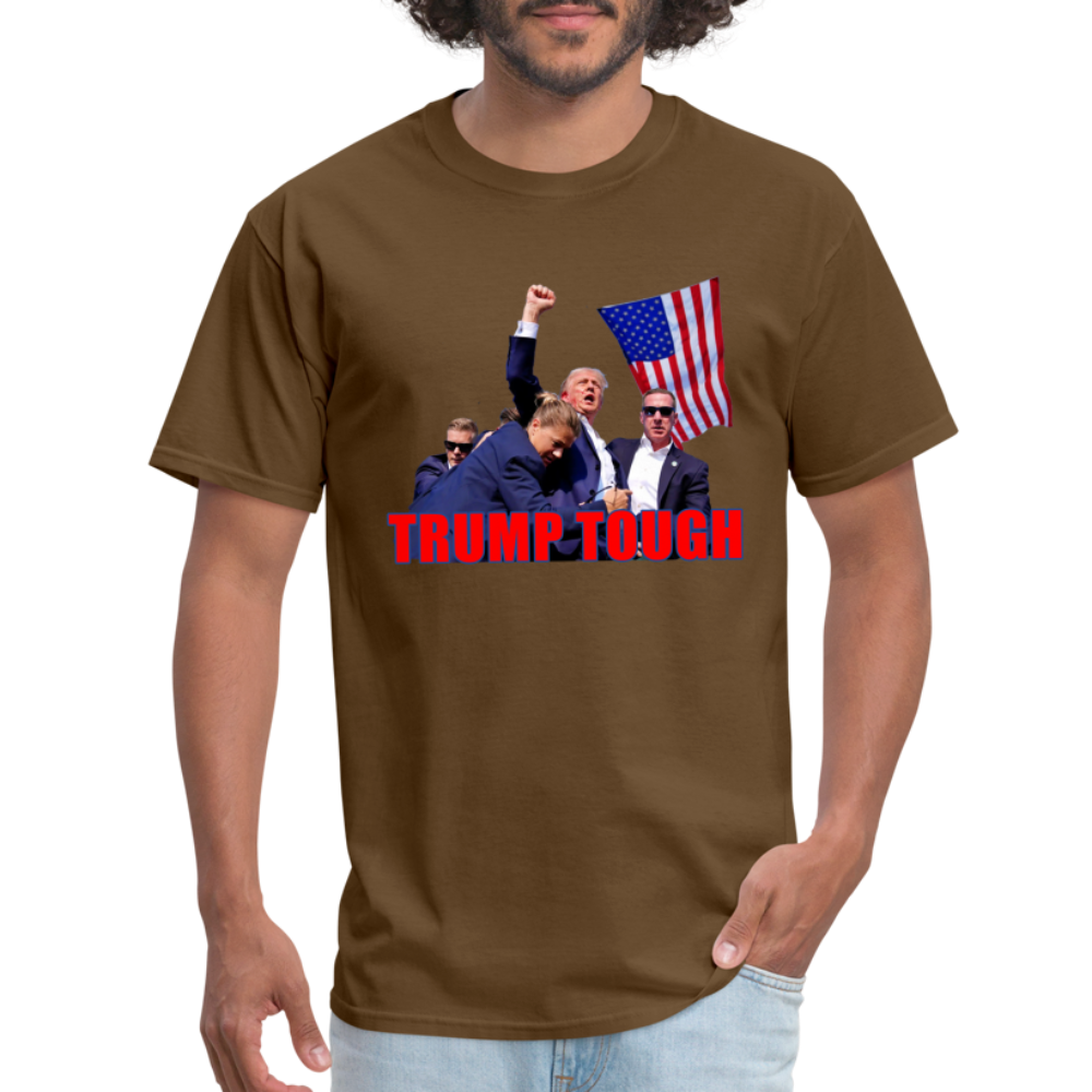 Trump Tough T-Shirt with Trump Fight Raised Fist Image - Color: brown