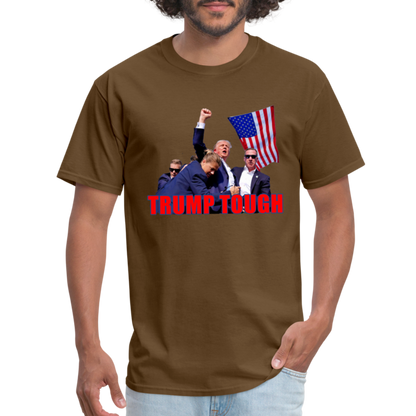 Trump Tough T-Shirt with Trump Fight Raised Fist Image - Color: brown