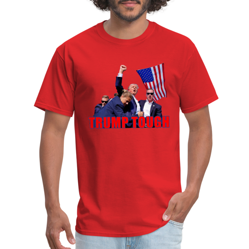 Trump Tough T-Shirt with Trump Fight Raised Fist Image - Color: red