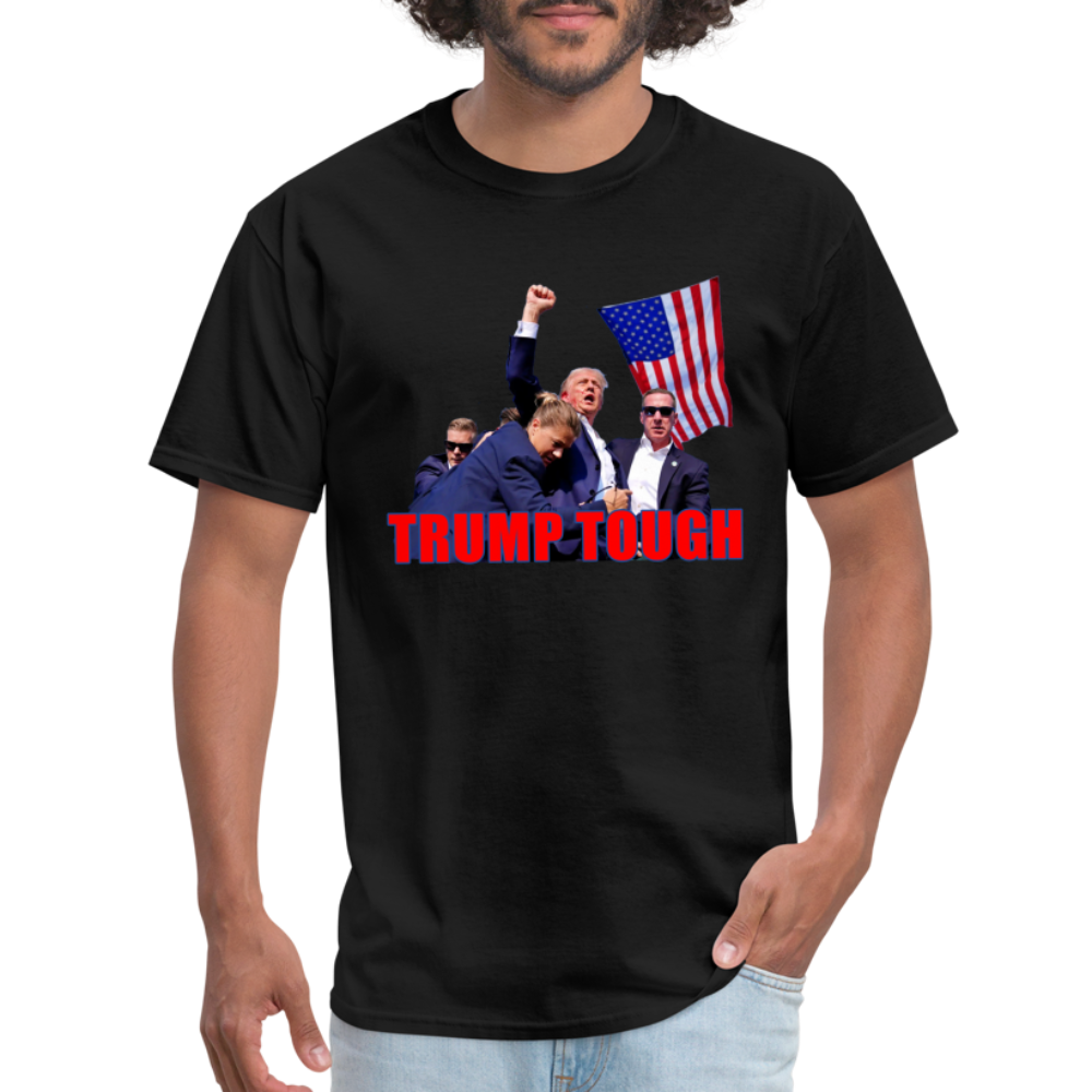 Trump Tough T-Shirt with Trump Fight Raised Fist Image - Color: black