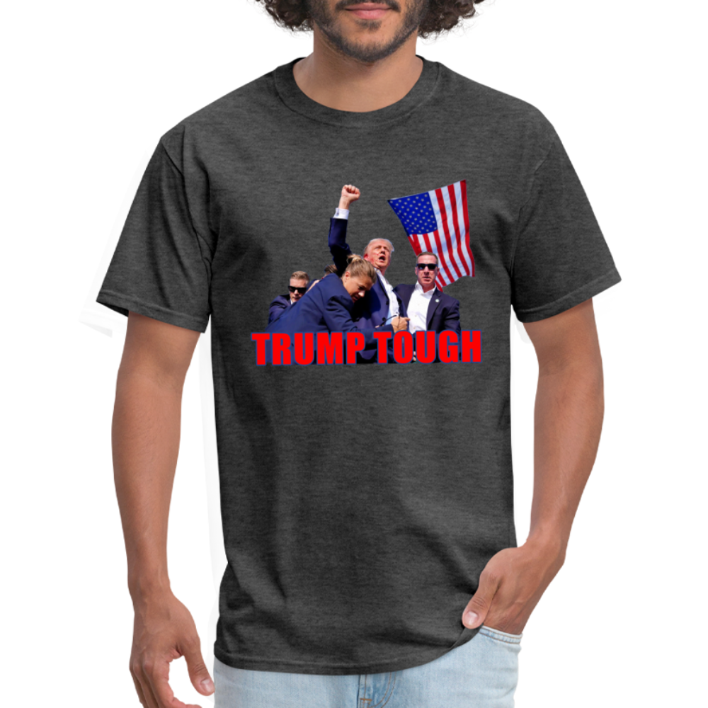 Trump Tough T-Shirt with Trump Fight Raised Fist Image - Color: heather black