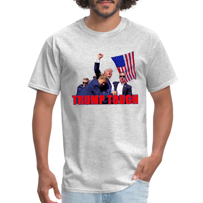 Trump Tough T-Shirt with Trump Fight Raised Fist Image - Color: heather gray