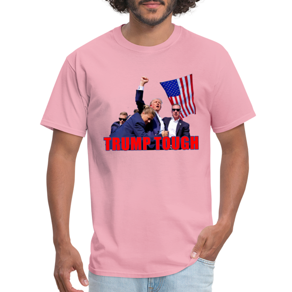 Trump Tough T-Shirt with Trump Fight Raised Fist Image - Color: pink