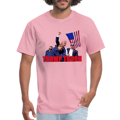 Trump Tough T-Shirt with Trump Fight Raised Fist Image - Color: pink