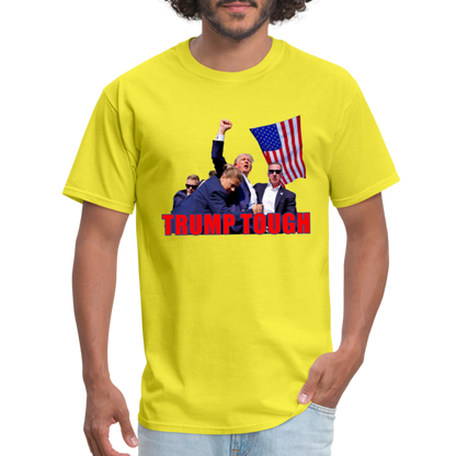 Trump Tough T-Shirt with Trump Fight Raised Fist Image - Color: yellow