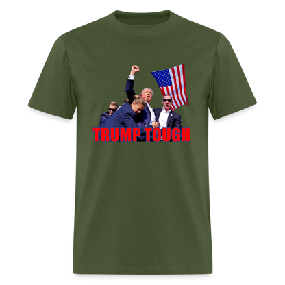 Trump Tough T-Shirt with Trump Fight Raised Fist Image - Color: white