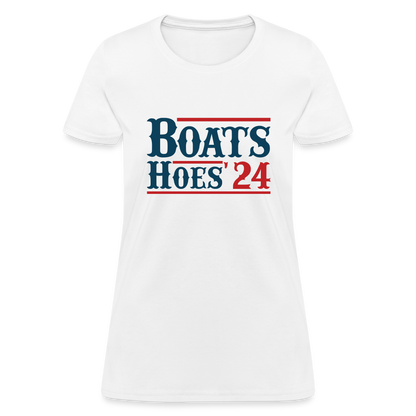 Boats and Hoes Women's Contoured T-Shirt - Color: white