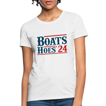 Boats and Hoes Women's Contoured T-Shirt - Color: white