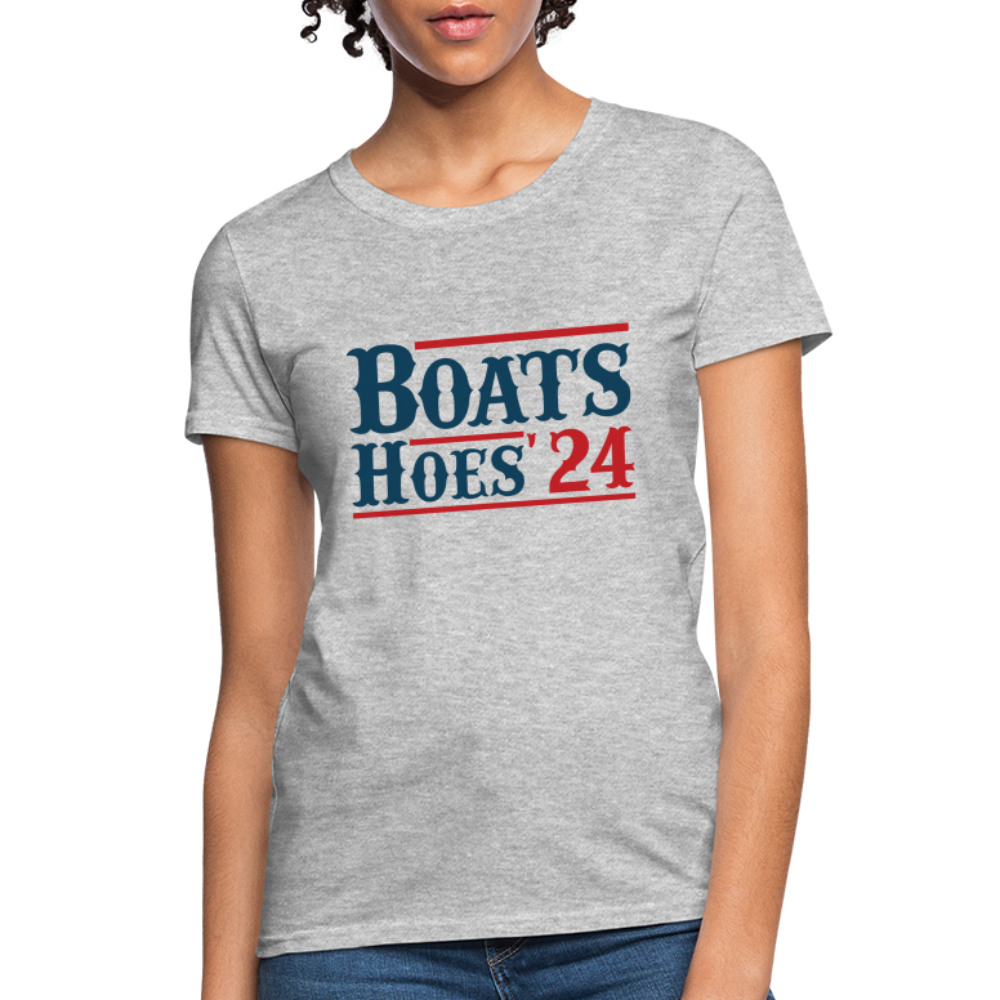 Boats and Hoes Women's Contoured T-Shirt - Color: heather gray