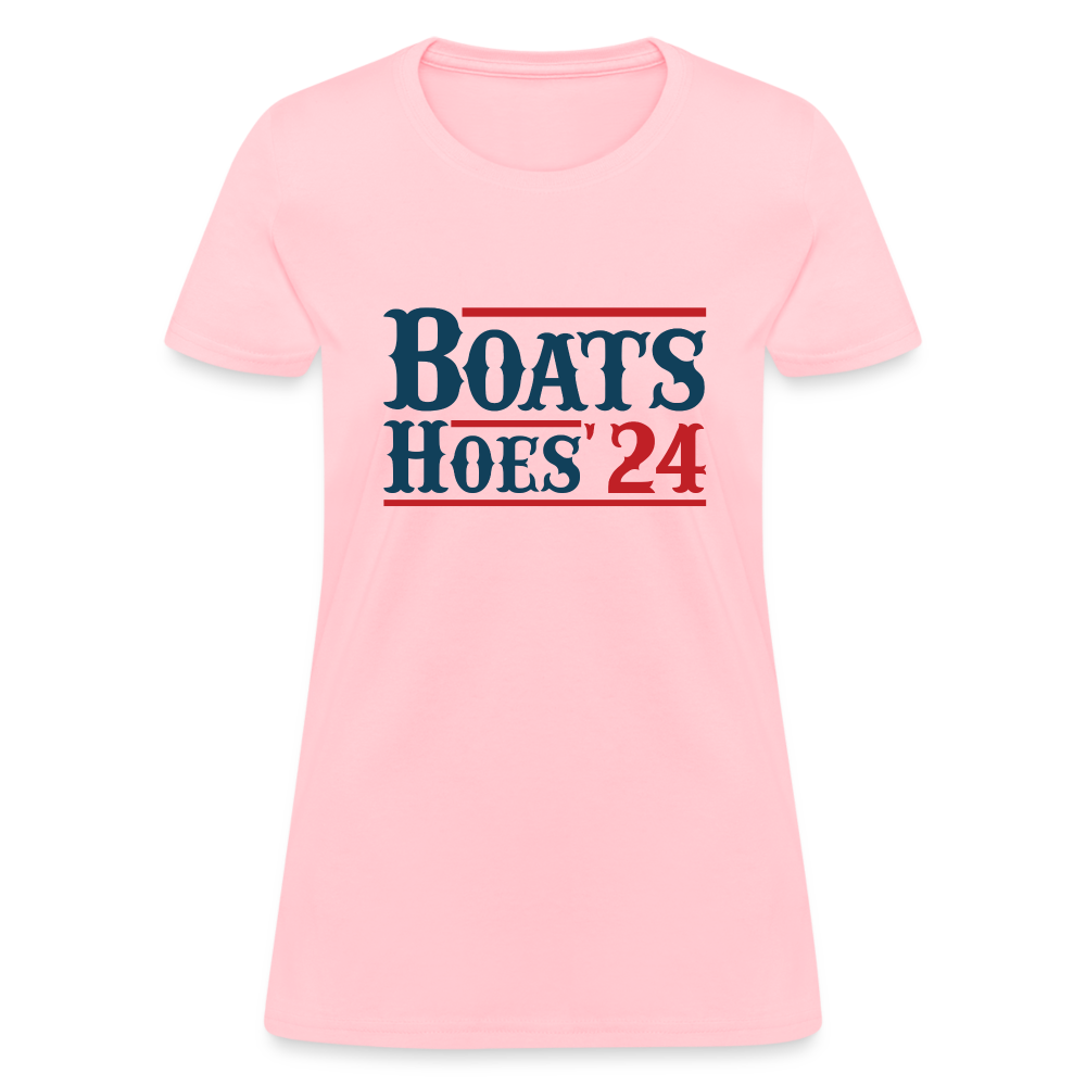 Boats and Hoes Women's Contoured T-Shirt - Color: pink