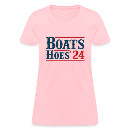 Boats and Hoes Women's Contoured T-Shirt - Color: pink