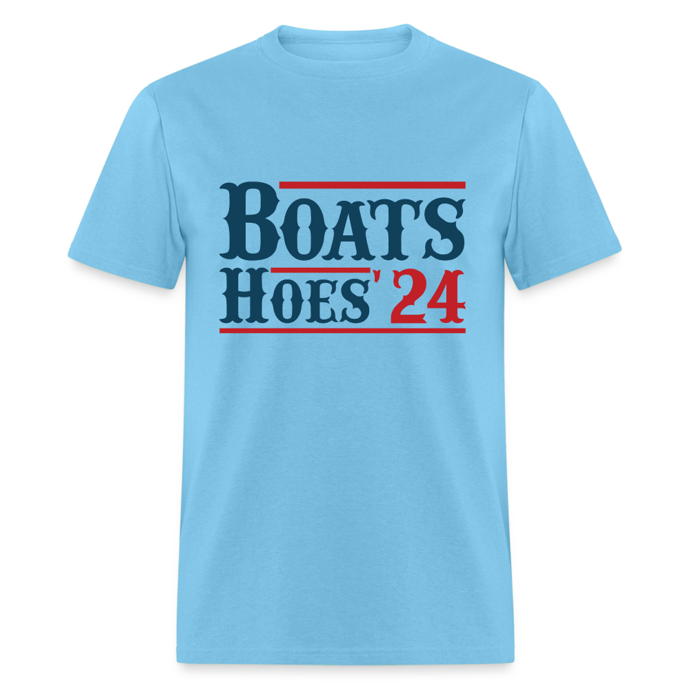 Boats and Hoes T-Shirt - Color: aquatic blue