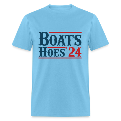 Boats and Hoes T-Shirt - Color: aquatic blue