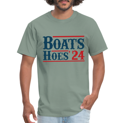 Boats and Hoes T-Shirt - Color: sage