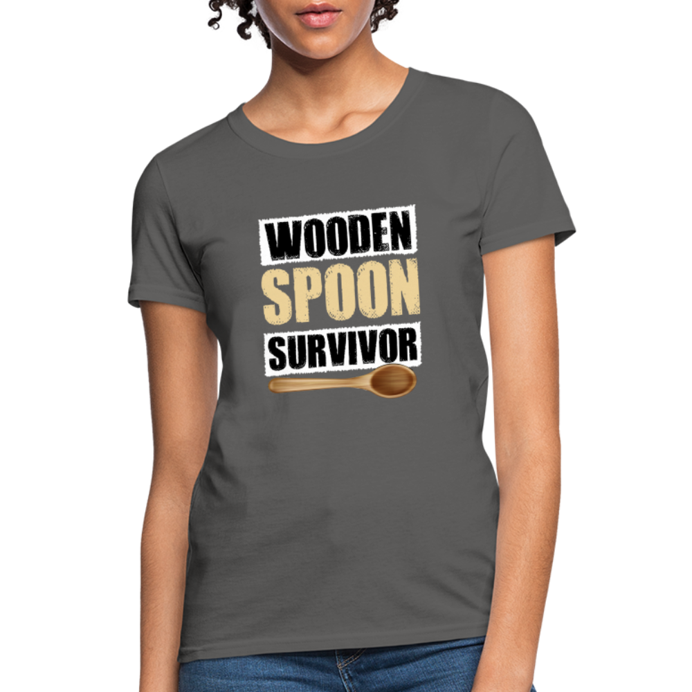 Wooden Spoon Survivor Women's T-Shirt - Color: charcoal