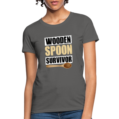 Wooden Spoon Survivor Women's T-Shirt - Color: charcoal