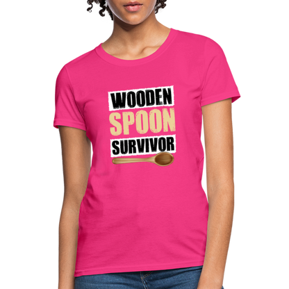 Wooden Spoon Survivor Women's T-Shirt - Color: fuchsia