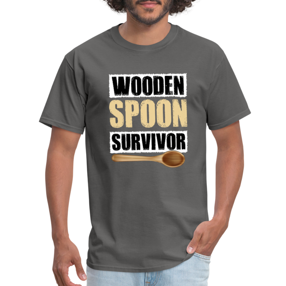 Wooden Spoon Survivor T-Shirt - Color: charcoal