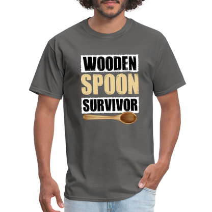 Wooden Spoon Survivor T-Shirt - Color: charcoal