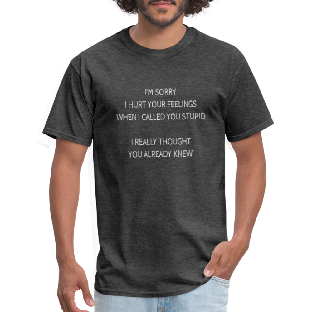 Hurt Your Feeling Stupid T-Shirt - heather black