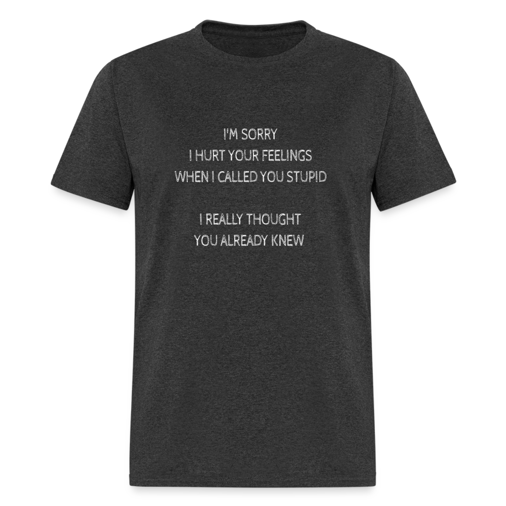 Hurt Your Feeling Stupid T-Shirt - heather black