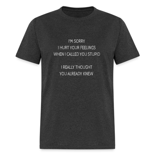 Hurt Your Feeling Stupid T-Shirt - heather black