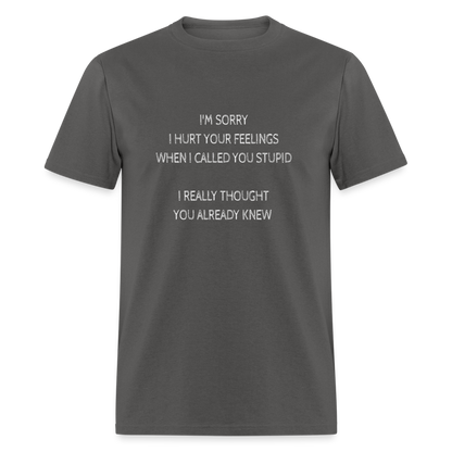 Hurt Your Feeling Stupid T-Shirt - charcoal