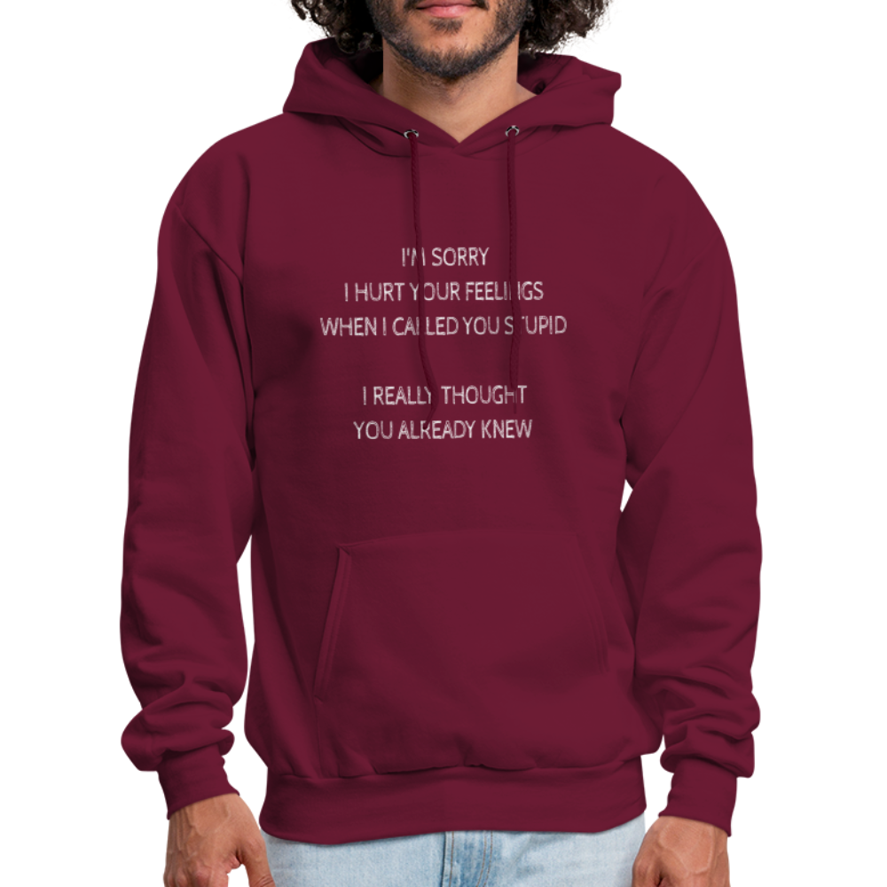 Hurt Your Feeling Stupid Hoodie - burgundy