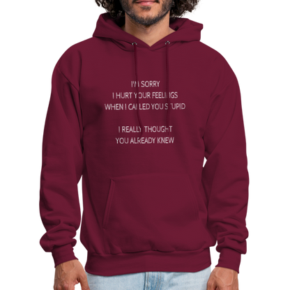 Hurt Your Feeling Stupid Hoodie - burgundy