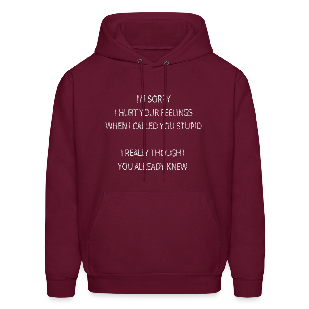 Hurt Your Feeling Stupid Hoodie - burgundy