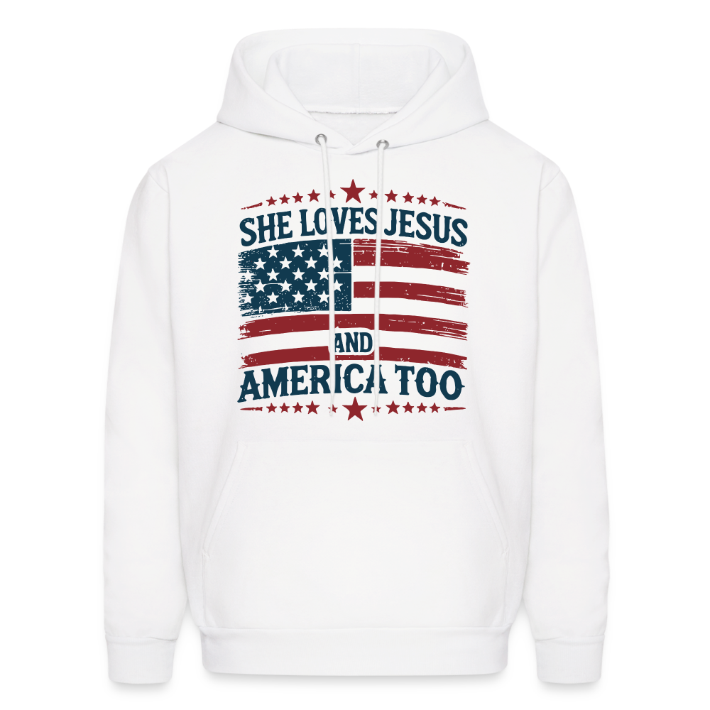 She Loves Jesus and America Too Hoodie - white