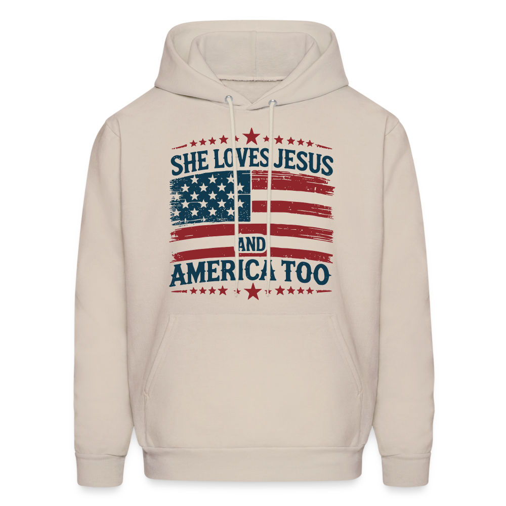 She Loves Jesus and America Too Hoodie - Sand